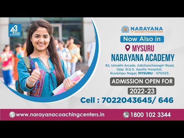 Best Coaching Center in Mysuru -  Narayana Coaching Center Admissions are Open for 2022-23