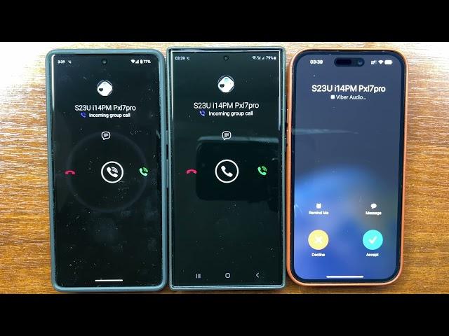 Samsung S23 Ultra vs iPhone 14 ProMax vs Pixel 7 Pro WhatsApp & Viber Group Incoming Voice Calls