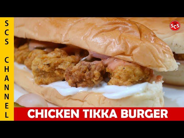 Chicken Tikka Burger Recipe - Ramadan Special Burger Recipe - Saimas Cooking Secrets