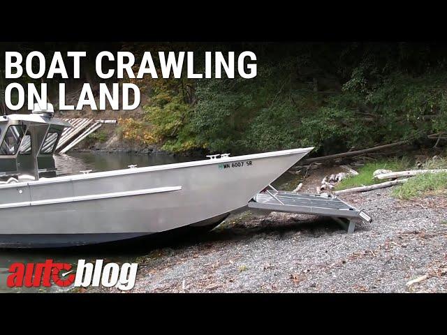 This boat can crawl onto land