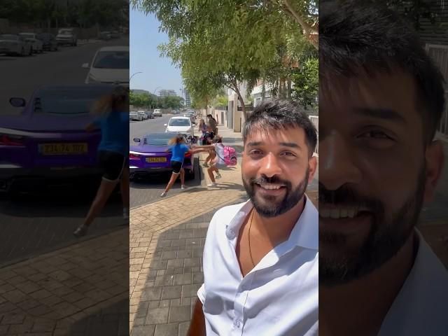 Kids falling after prank with a super car. #corvette #funny #c8 #car #foryou #ferrari #mycar #shorts