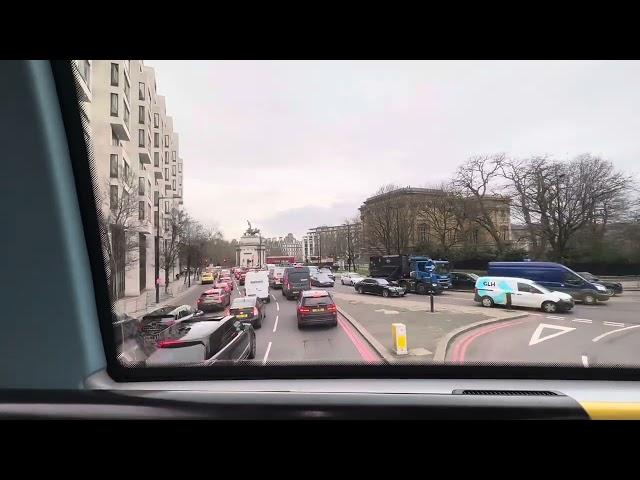 London, Mayfair to Harrods in Knightsbridge via double-decker bus, the 74 line