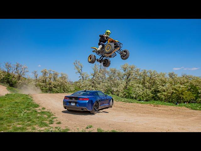 Mazur vs Mantea - jumping on quad over the Chevrolet Camaro