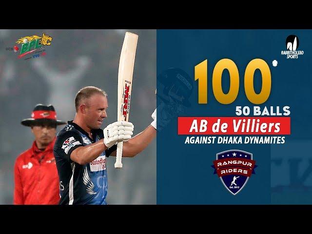  AB de Villiers's 100 Run Against Dhaka Dynamites || 34th Match || Edition 6 || BPL 2019