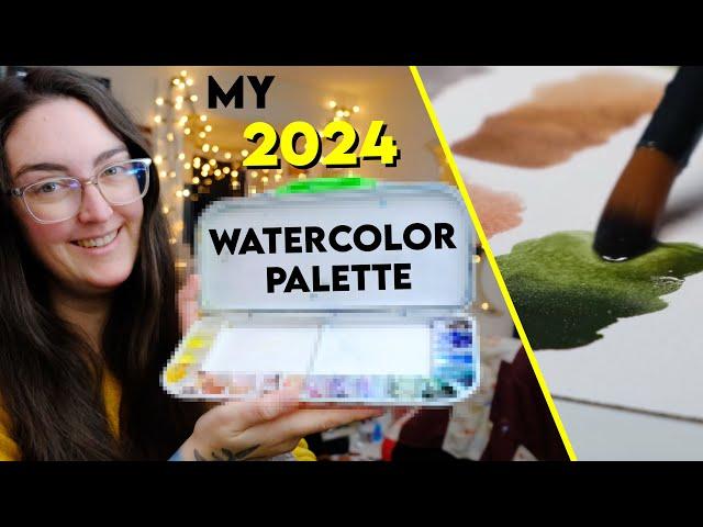See what watercolors I'm taking into 2024!  Palette setup and swatching