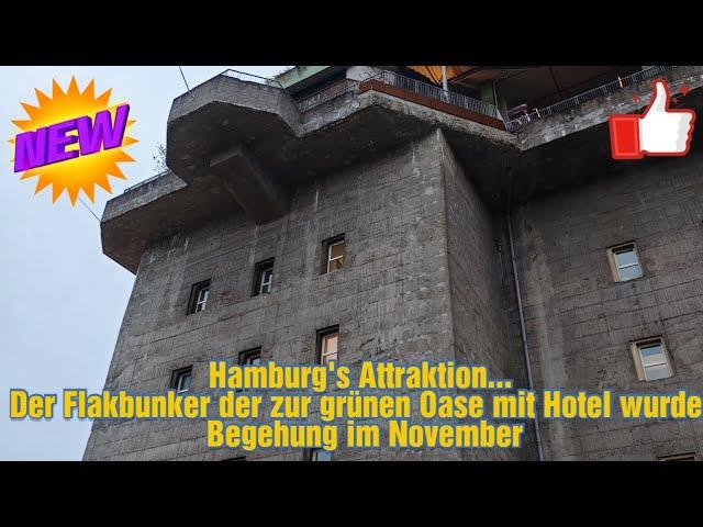 Der Flakbunker am Heiligengeistfeld in Hamburg nach dem Umbau zur grünen Oase mit Hotel.