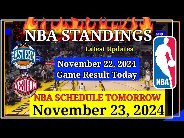 NBA STANDINGS TODAY as of November 22, 2024 | GAME RESULTS | NBA SCHEDULE November 23, 2024