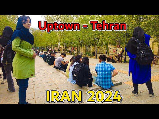 IRAN 2024 - Uptown Tehran walking tour from Valiasr street to Ferdows garden - 4K Vlog