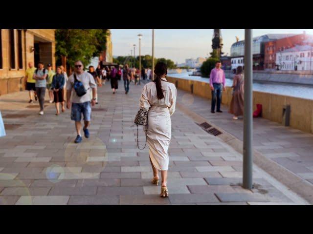 ⁴ᴷ EVENING MOSCOW, RUSSIA  Walking tour on a summer evening at sunset ️ (HDR Video)