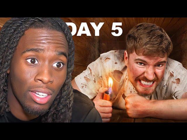 Kai Cenat Reacts To MrBeast 7 Days Buried Alive