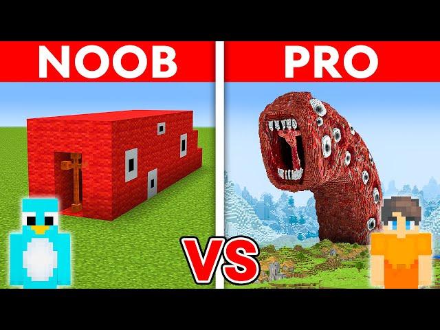 NOOB vs PRO: TRAIN EATER WORM House Build Challenge in Minecraft (Scary)