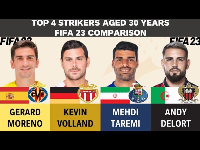 Top 4 Strikers aged 30 - Gerard Moreno vs Volland vs Mehdi Taremi vs Andy Delort (FIFA23 Comparison)