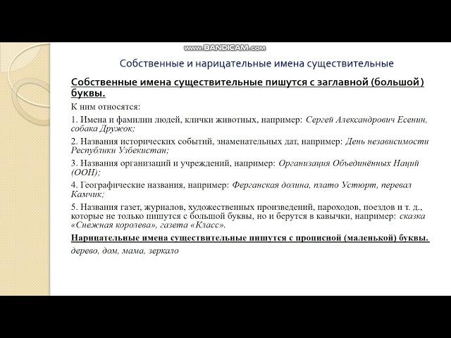 Собственные и нарицательные имена существительные