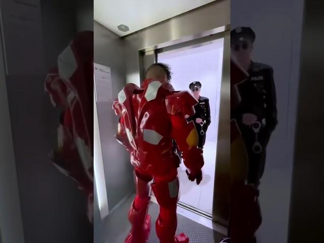 Iron Man Elevator Prank #jeezzai #funny #tiktok #shorts