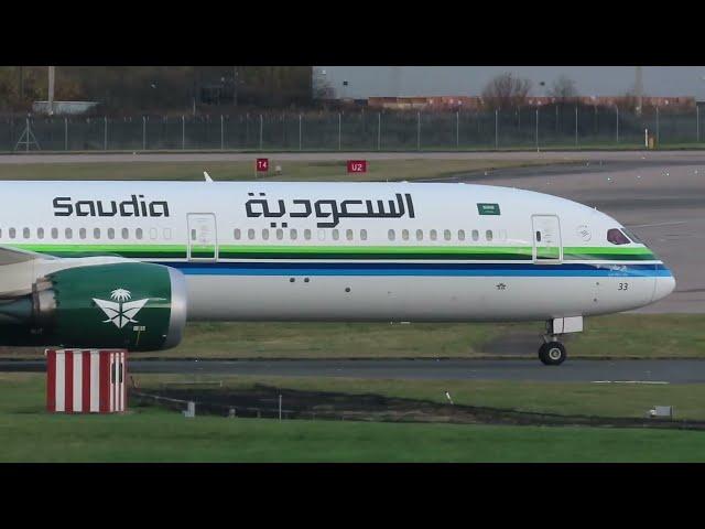 SAUDIA BOEING 787-10 DREAMLINER HZ-AR33 *RED SEA STICKERS* ARRIVING AT BIRMINGHAM AIRPORT 17/11/24