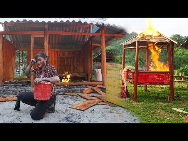 TIMELAPSE: Start to Finish Building Wooden House - Bad guys burned down the old house