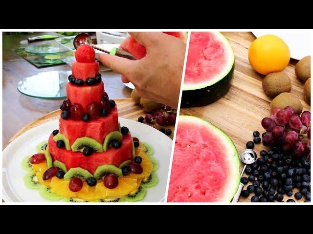 How To Cut Watermelon into a happy birthday Cake | Food Decoration