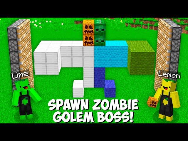 How to SPAWN SECRET MUTANT BOSS GOLEM + ZOMBIE in Minecraft ! LEMON AND LIME MAKE MOB !