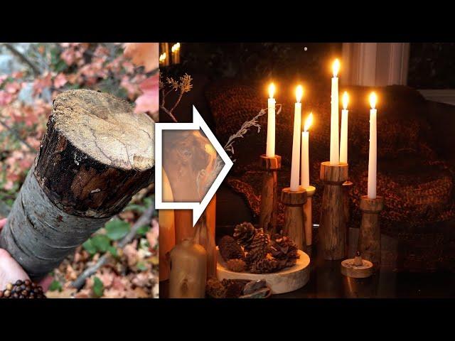 This Old Birch Log = Cozy Candlesticks | What's in That Pile?