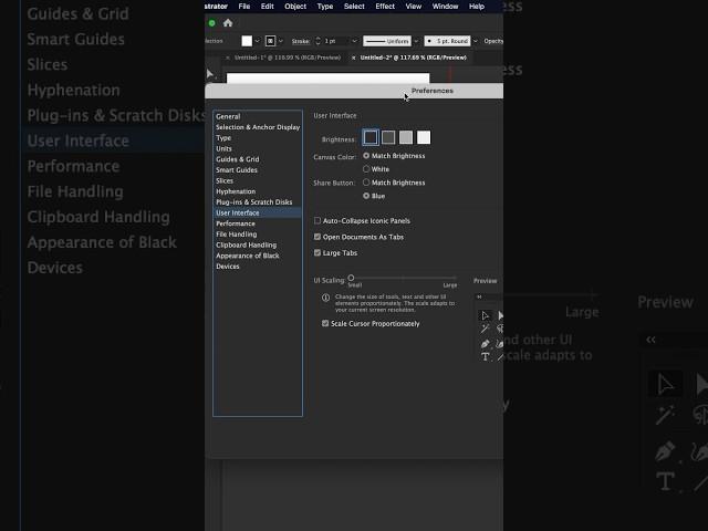 Change the user interface#adobeillustrator #designtutorials #tips #graphicdesign #illustrator #reel