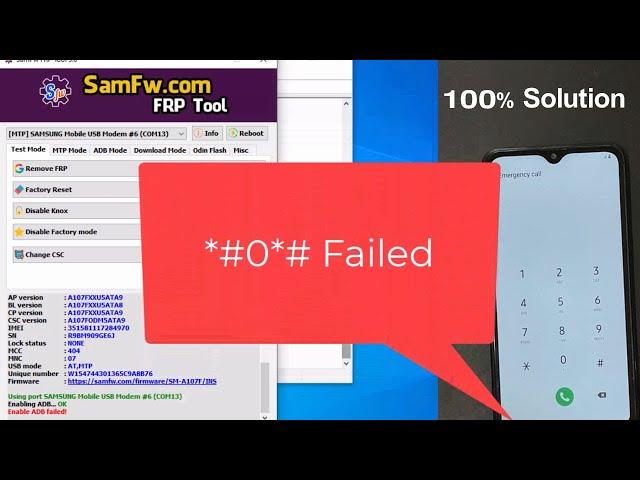 Samsung Mobiles FRP Unlock - If fail Star Hash ZERO Srat Hash (*#0*# Not Working)