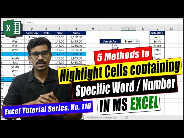 Highlight cells containing a Specific Text or Number