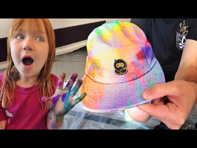 Adley & Niko Learn to Tie-Dye   Making Rainbow clothes at Dads work with Spacestation Gaming crew