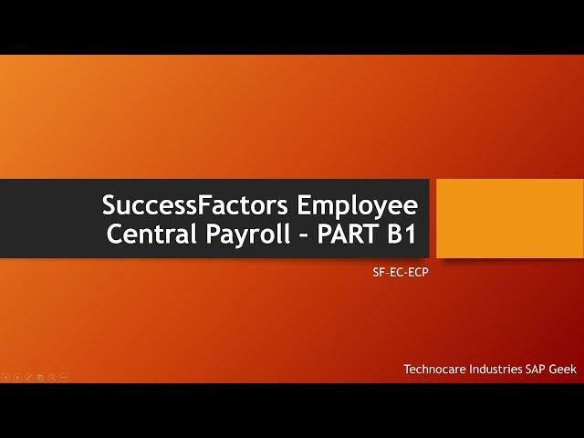 SuccessFactors Employee Central Payroll – PART B1