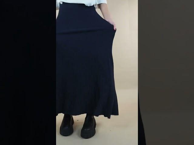 Laundry B Conrad Knit Ribbed Flare Maxi Skirt Navy #skirt #madeinitaly #knitted #sizeinclusive