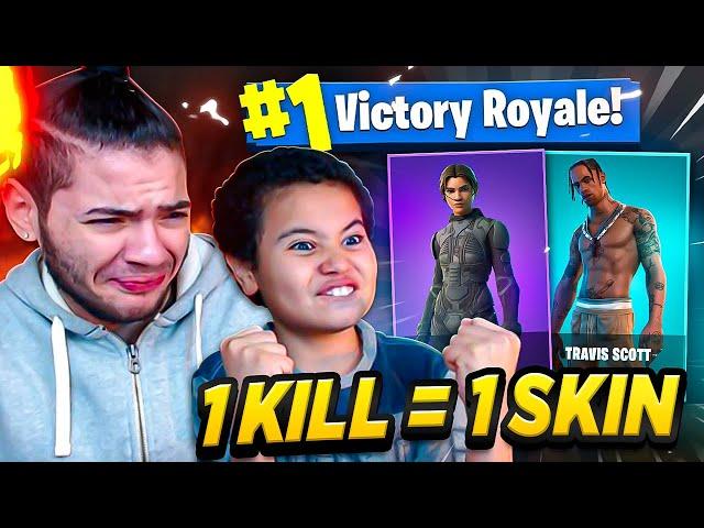 1 KILL = 1 FREE SKIN FOR MY LITTLE BROTHER IN OG FORTNITE! NOSTALGIC