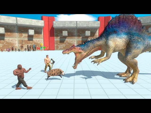 3 vs 1 Ancient & Modern Humans + Modern Mammals vs Dinosaurs - Animal Revolt Battle Simulator