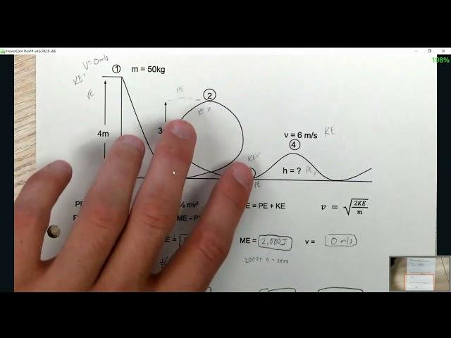 How to solve for velocity of a rollercoaster using kinetic energy