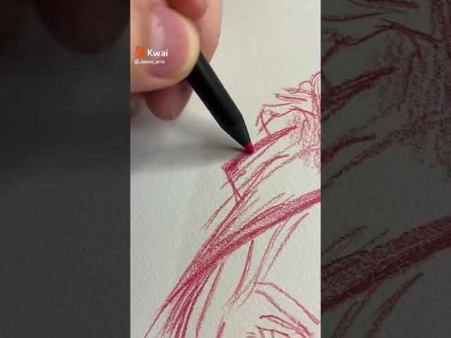 Fiz um desenho apenas com lápis vermelho! ️