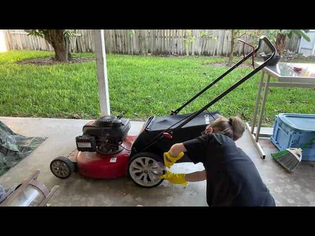 ASMR!! Cleaning Vlog!!Deep Cleaning A Lawn Mower!!