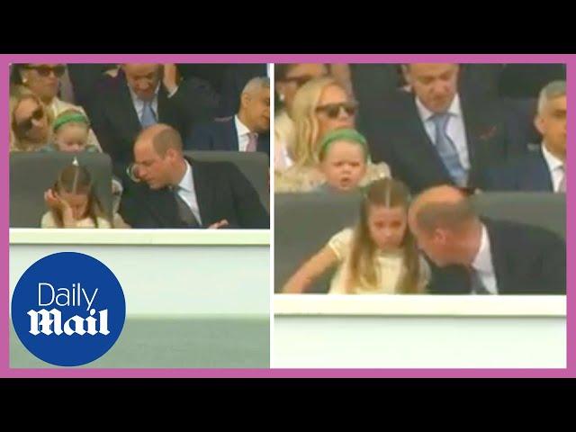 Sweet moment Prince William comforts tired Princess Charlotte at the Platinum Jubilee