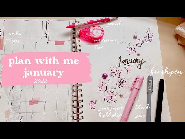 plan w me january 2022/minimalist/pink pastel butterfly theme