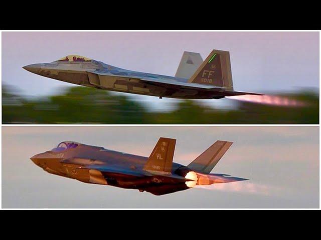 F-22 Raptor & F-35 Lightning II TWILIGHT Demos! EAA AirVenture Oshkosh 2024