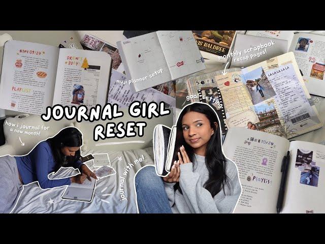 journal girl reset 🫧︎₊  planner setup, journaling for a new month + scrapbook flip through!