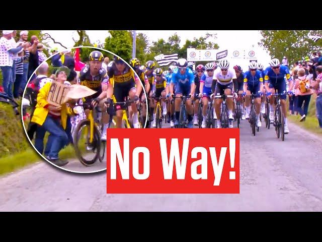 Spectator Causes ENTIRE Peloton To Crash At Tour de France 2021