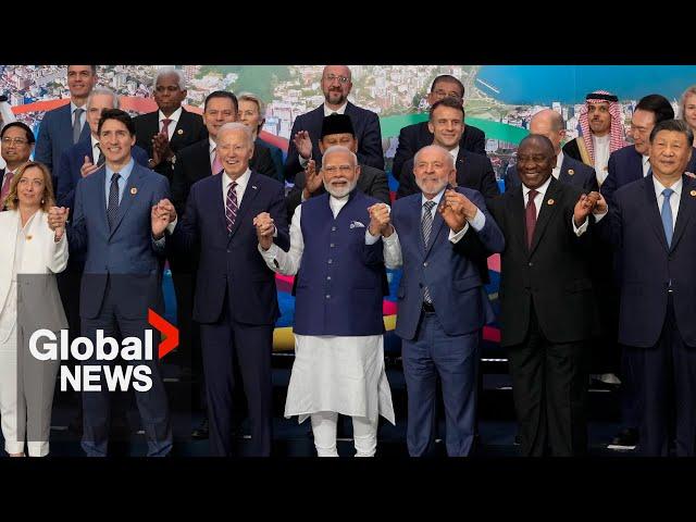 G20 summit: World leaders pose for 'family photo' in Rio de Janeiro