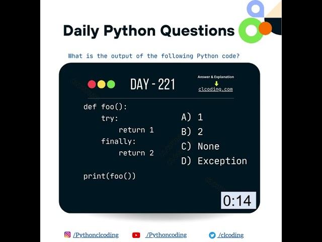 Python Coding challenge - Day 221 | What is the output of the following Python Code?  #python