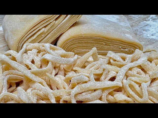 Рreparing HOMEMADE NOODLES, two recipes: egg+1 tbsp water and yolk+water.+2 delicious noodle dishes!