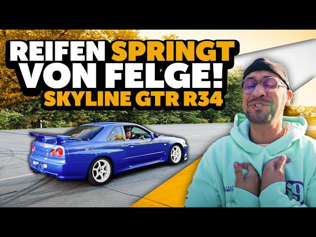 JP Performance - Reifen springt von Felge auf der LaSiSe! | Nissan R34 GTR