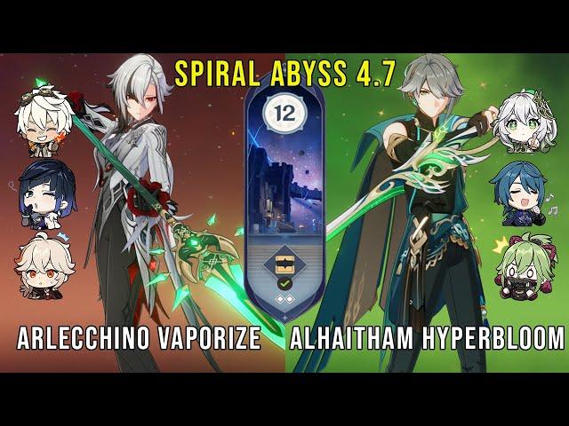 C0 Arlecchino Vaporize and C0 Alhaitham Hyperbloom | Genshin Impact Abyss 4.7 Floor 12 9 Stars