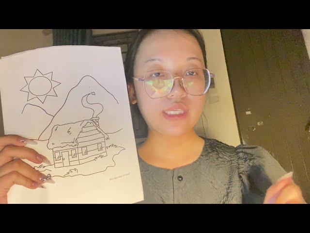 Share how to color a simple house drawing on a sunny day