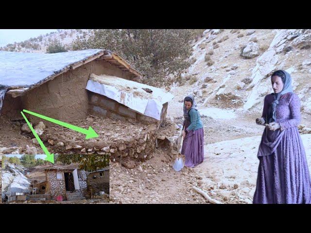 What an amazing mother: she defends her hut during a stormy winter