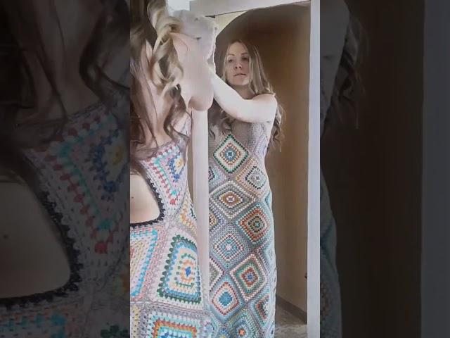 довязала! 🫠 платье из остатков пряжи  #вяжуназаказ #вязание #dress #knitting #crochet #крючком