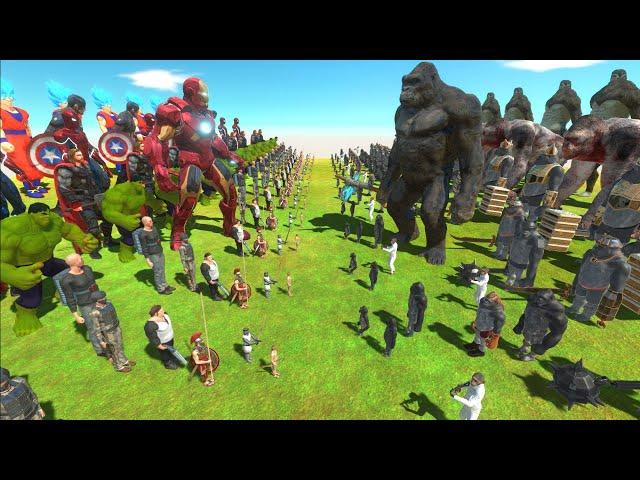 EARTH WAR - HUMAN TEAM vs MONKEY TEAM - Animal Revolt Battle Simulator