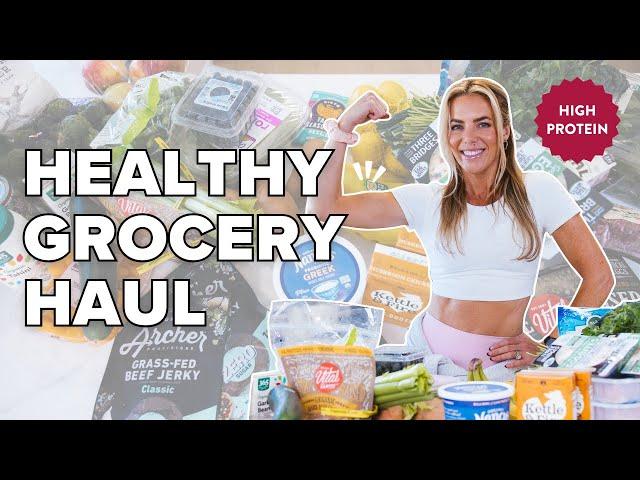 high protein GROCERY HAUL to lose weight | healthy meal ideas + free detox