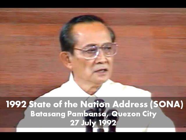 1992 State of the Nation Address (SONA) | Batasang Pambansa, Quezon City | 27 July 1992